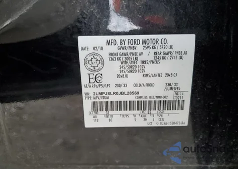 2018 Lincoln Mkx Reserve z USA, uszkodzony, nr VIN 2LMPJ8LR0JBL28569